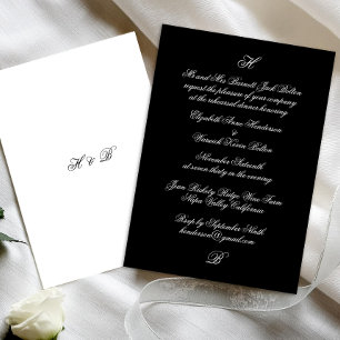 Elegant Monogram svartvitt - repetitionsmiddag Inbjudningar