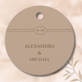 Elegant Monogram Taupe Bröllop Tack Gåvor Etiketter