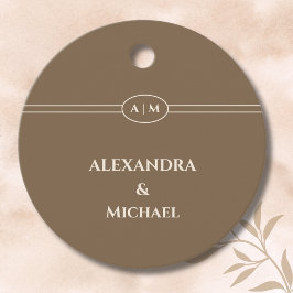 Elegant Monogram Taupe Bröllop Tack Gåvor Etiketter