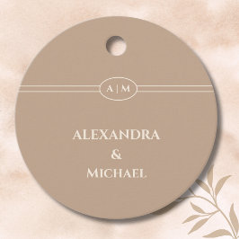 Elegant Monogram Taupe Bröllop Tack Gåvor Etiketter
