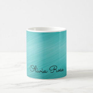 Elegant Monogram Teal Aqua Script Namn Kaffemugg