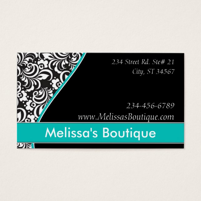 Elegant Monogram teal pris märkre Visitkort (Framsidan)