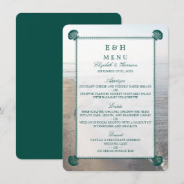 Elegant Monogram & Teal Scallop Beach Wedding Meny