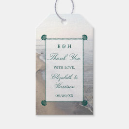 Elegant Monogram & Teal Scallop Beach Wedding Presentetikett