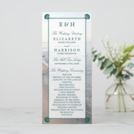 Elegant Monogram & Teal Scallop Beach Wedding Program