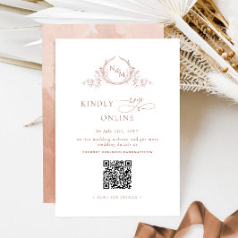 Elegant Monogram Terracotta RSVP Online QR-kod Tilläggskort