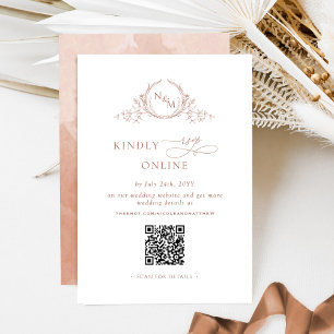 Elegant Monogram Terracotta RSVP Online QR-kod Tilläggskort