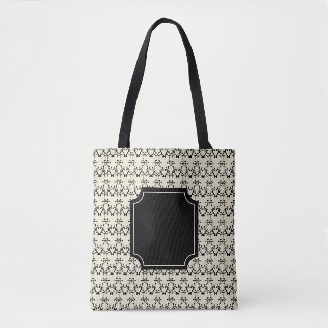 Elegant Monogram Tote Bag Tygkasse (Framsida)
