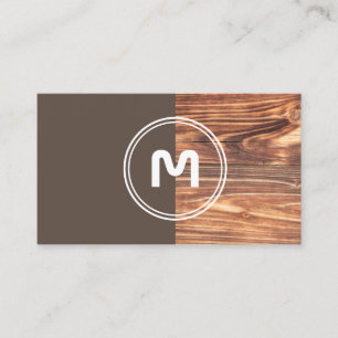 Elegant monogram trä med två tonfärgade brunkolsbr visitkort