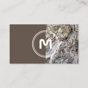Elegant monogram trä med två tonfärgade brunkolsbr visitkort