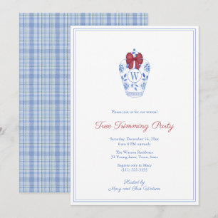 Elegant Monogram Träd Trimming jul Party Inbjudningar
