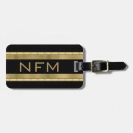 Elegant Monogram Travel Faux Guld och Black Rand Bagagebricka