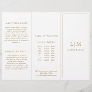 Elegant Monogram trefold Brochure Guld
