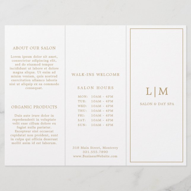 Elegant Monogram trefold Brochure Guld (Framsida)