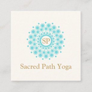 Elegant Monogram Turcos Blue Mandala Fyrkantigt Visitkort