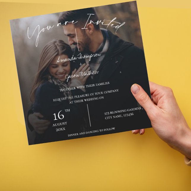 Elegant Monogram två fototextöverlägg Bröllop (Skapare uppladdad)