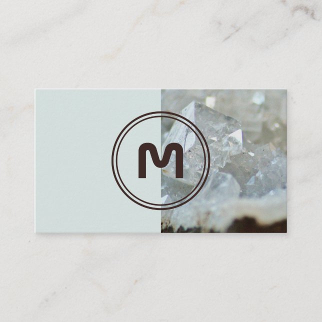 Elegant monogram två tonfärgsljus kristaller yta visitkort (Framsida)