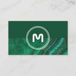 Elegant monogram tvåtonig djupgrön kristall visitkort