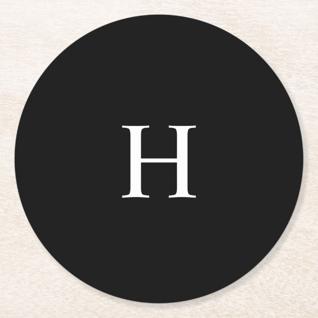 Elegant Monogram Underlägg Papper Rund (Framsidan)