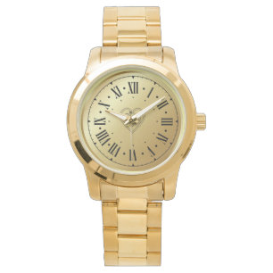 Elegant Monogram Unisex Oversize Guld Bracelet Armbandsur