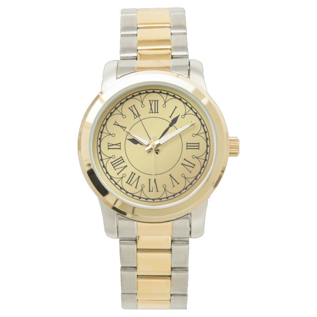 Elegant Monogram unisex Roman Numerals Tone Tone Armbandsur (Framsida)