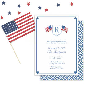 Elegant Monogram USA flagga Newlyweds Brunch Bröll Inbjudningar