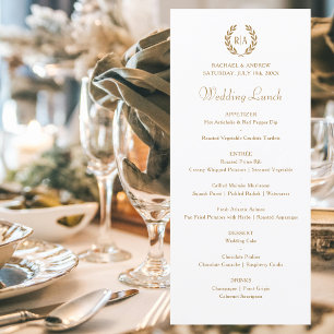 Elegant Monogram Utandning Guld Vita Bröllop Meny
