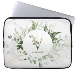 Elegant Monogram V Grönt Utandning Laptop sleeve