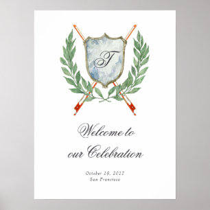 Elegant Monogram Vapensköld Musical Welcome Party  Poster