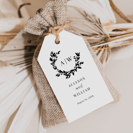 Elegant Monogram Vapensköld Photo Botanical Bröllo Presentetikett