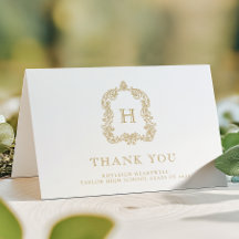 Elegant Monogram Vapensköld Vita Guld Studenten