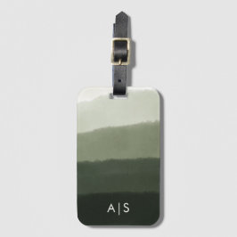 Elegant monogram vattenfärg djungelgrön ombré bagagebricka