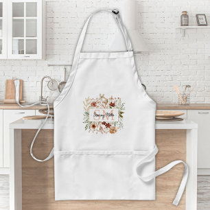 Elegant Monogram Vattenfärg Höst Vildblomma Blommi Förkläde