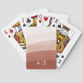 Elegant monogram vattenfärg koppar rost ombré casinokort