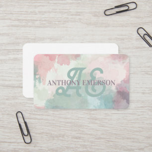 Elegant Monogram Vattenfärg Lagrar Visitkort