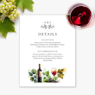 Elegant Monogram Vin Bröllop Detaljerad OSA QR-kod Tilläggskort