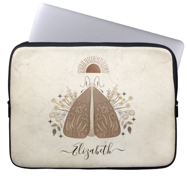 Elegant Monogram Vintage Butterfly Laptop sleeve (Framsidan)
