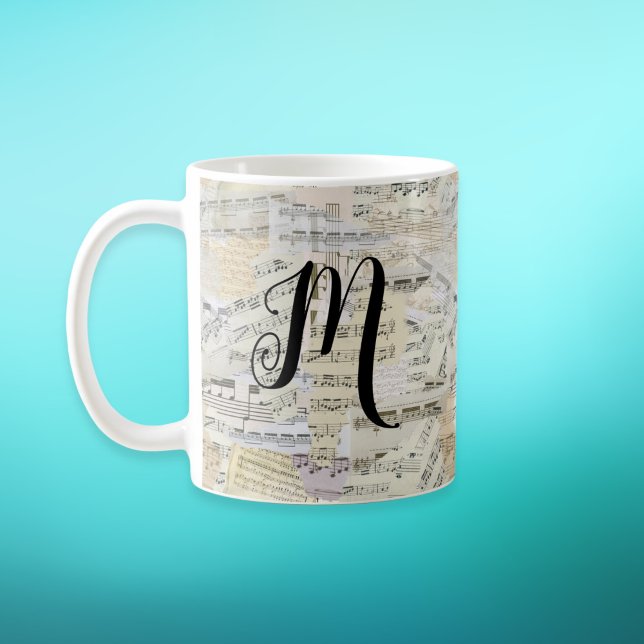 Elegant Monogram Vintage Lakan Music Kaffemugg (Skapare uppladdad)