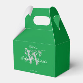 Elegant Monogram Vit Namn Smaragdgrön Bröllop Presentaskar