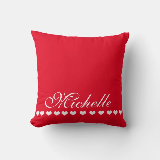 Elegant Monogram Vita örter Red Kudde (Framsida)