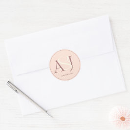 Elegant Monogram Warm Pinkish Earth Tones Wedding Runt Klistermärke