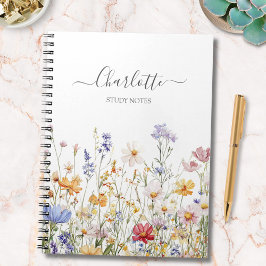 Elegant Monogram Watercolor Colorful Wildflower Anteckningsbok