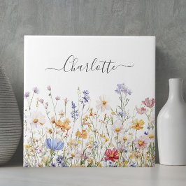 Elegant Monogram Watercolor Colorful Wildflower Kakelplatta