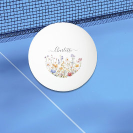 Elegant Monogram Watercolor Colorful Wildflower Pingisboll