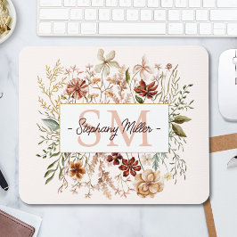 Elegant Monogram Watercolor Fall Wildflower Floral Musmatta
