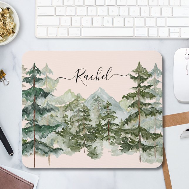 Elegant Monogram Watercolor Gräs Forest Mountain Musmatta (In situ)