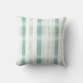 Elegant Monogram Watercolor Green Cream Stripe Kudde
