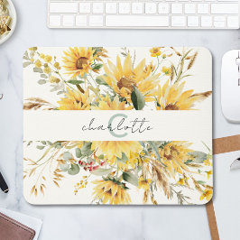 Elegant Monogram Watercolor Solros Bouquet Musmatta