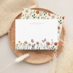 Elegant Monogram Watercolor WildblomBlommigt Anteckningskort<br><div class="desc">Elegant Modern Monogram Watercolor Wildblomma Flower Note Card</div>