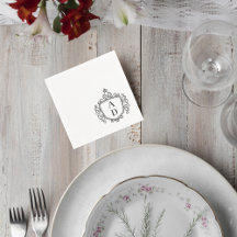 Elegant Monogram Wedding Cocktail Napkins